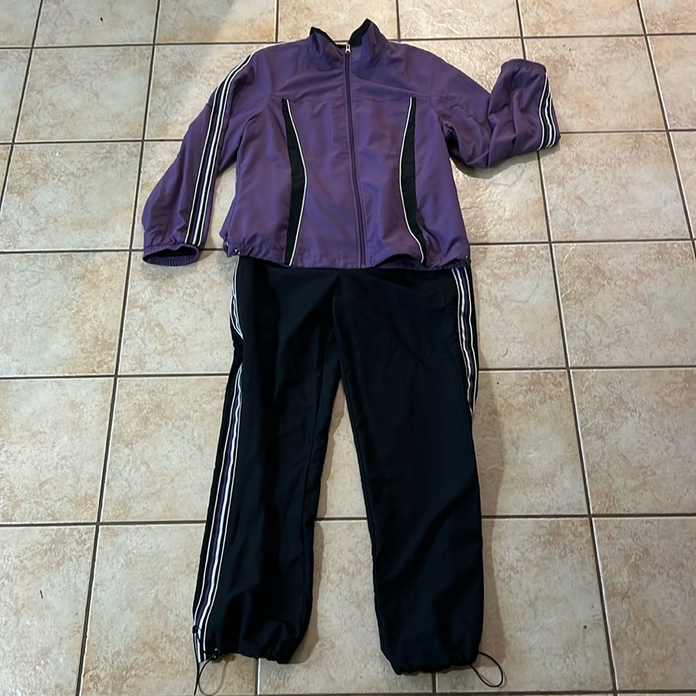 Tangerine 90s Track Suit Set Purple and Black Stripes, Sz Large
